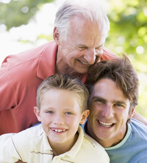 Photo of a boy, a young man and an old man