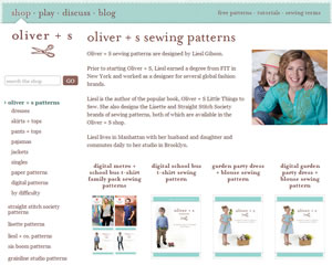 Screenshot of Oliver + S sewing pattern company