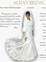 Screenshot of Aliza's Bridal Boutique, serving Jewish brides in Brooklyn, New York