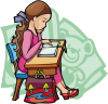 Schoolgirl sitting at a desk
